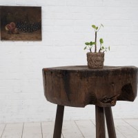 Brutalist wooden side table, 19th century