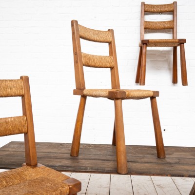 straw chairs Charlotte PERRIAND style FRANCE circa 1960