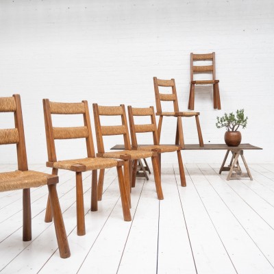 straw chairs Charlotte PERRIAND  style FRANCE circa 1960