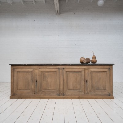 Imposing oak and marble bakery cabinet, 19th century