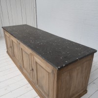 Imposing oak and marble bakery cabinet, 19th century