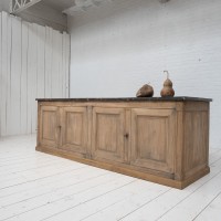 Imposing oak and marble bakery cabinet, 19th century