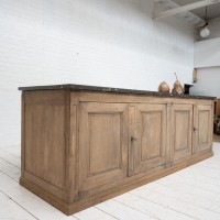 Imposing oak and marble bakery cabinet, 19th century