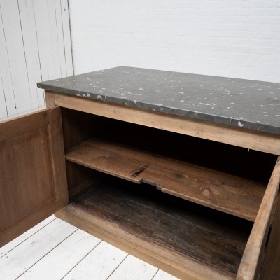 Imposing oak and marble bakery cabinet, 19th century