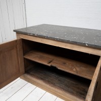 Imposing oak and marble bakery cabinet, 19th century
