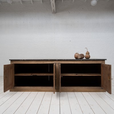 Imposing oak and marble bakery cabinet, 19th century