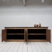Imposing oak and marble bakery cabinet, 19th century