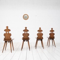 Ensemble de chaises brutaliste en chêne