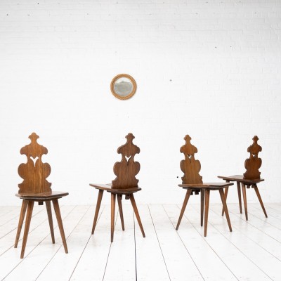 Ensemble de chaises brutaliste en chêne