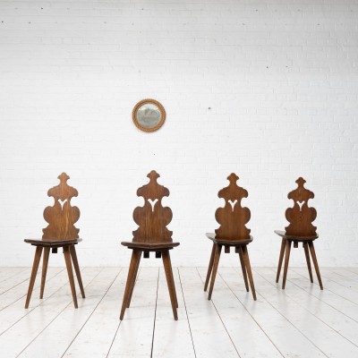 Ensemble de chaises brutaliste en chêne