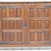 Spanish brutalist sideboard in oak and elm