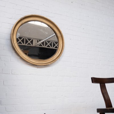 Louis Philippe beaded oval mirror, 19th