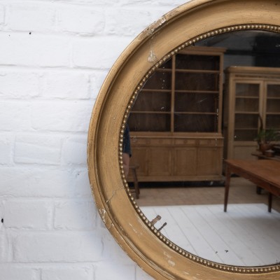 Louis Philippe beaded oval mirror, 19th