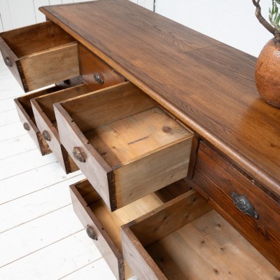 12-drawer oak workshop cabinet, early 20th century