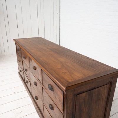 12-drawer oak workshop cabinet, early 20th century