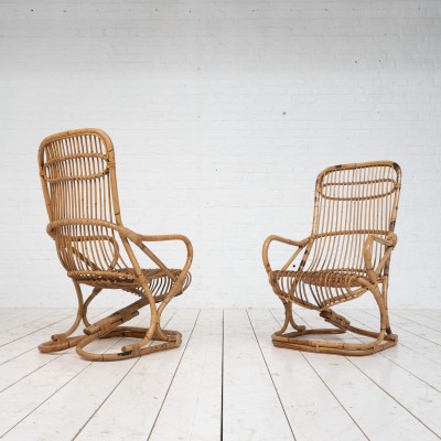Pair of bamboo armchairs 1960