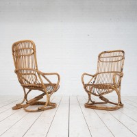 Pair of bamboo armchairs 1960