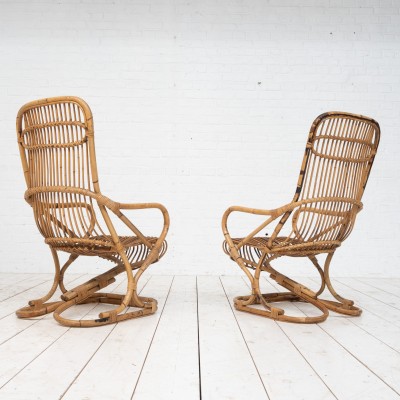 Pair of bamboo armchairs 1960