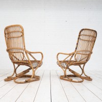 Pair of bamboo armchairs 1960