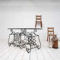 Provencal wrought iron and glass console table, 1930