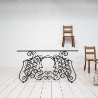Provencal wrought iron and glass console table, 1930
