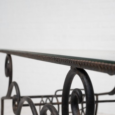 Console provençale fer forgée et verre, 1930