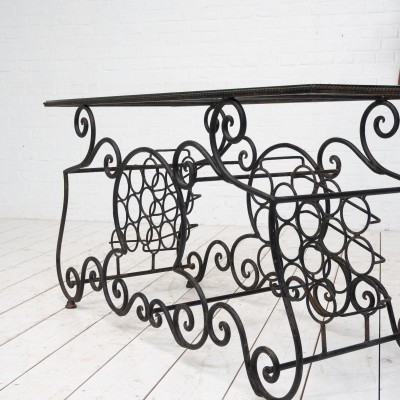 Provencal wrought iron and glass console table, 1930