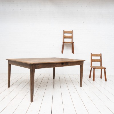 Large table de ferme en chêne, début XXème