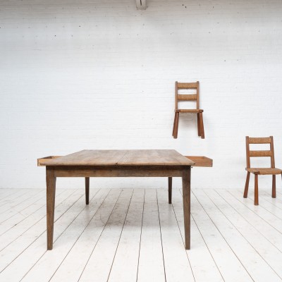 Large table de ferme en chêne, début XXème