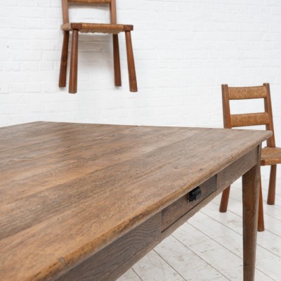 Large table de ferme en chêne, début XXème