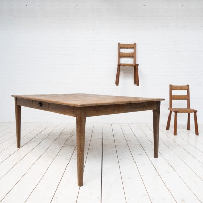 Large table de ferme en chêne, début XXème