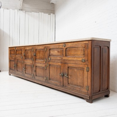 Exceptional oak and Burgundy stone icebox, 1920