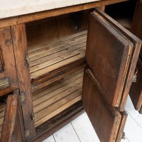 Exceptional oak and Burgundy stone icebox, 1920