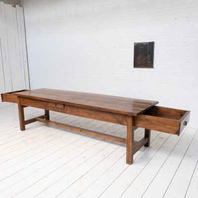 Grande table de chasse en hêtre, 19ème