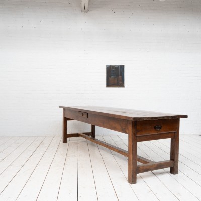 Grande table de chasse en hêtre, 19ème