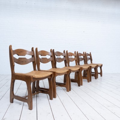 Ensemble de 6 chaises en chêne et paille