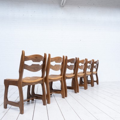 Ensemble de 6 chaises en chêne et paille
