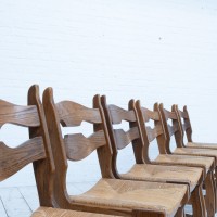 Ensemble de 6 chaises en chêne et paille