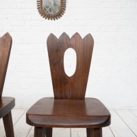 Suite de 4 chaises brutaliste en orme style Olavi HANNINEN