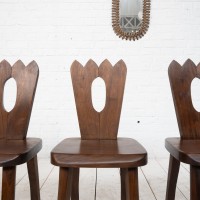 Suite de 4 chaises brutaliste en orme style Olavi HANNINEN