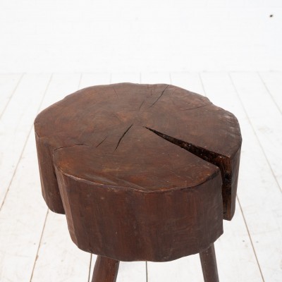Table d'appoint brutaliste en bois, 19ème