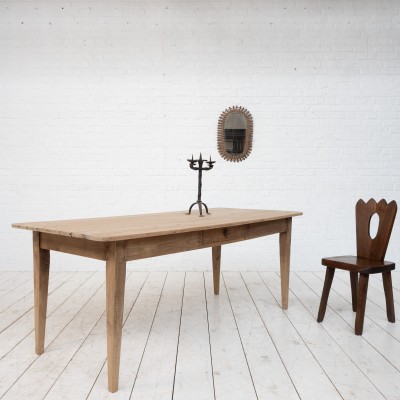 Ancienne table de ferme pieds fuseaux, début 20ème
