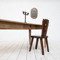 Ancienne table de ferme pieds fuseaux, début 20ème