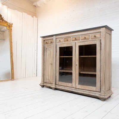 Oak and bluestone display cabinet, early 20th century