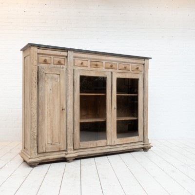 Oak and bluestone display cabinet, early 20th century