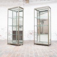 Pair of Art Deco brass display cabinets, 1920s