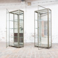 Pair of Art Deco brass display cabinets, 1920s