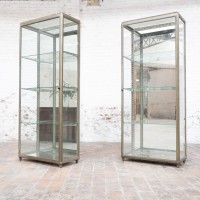 Pair of Art Deco brass display cabinets, 1920s