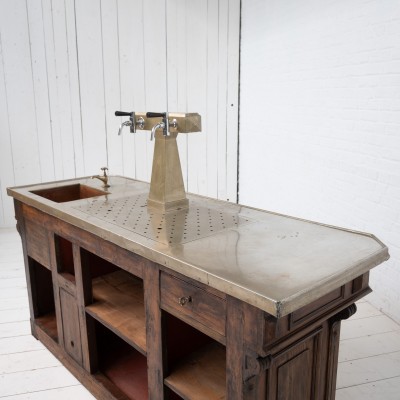 Antique wooden and copper bar, 1920.