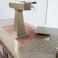 Ancien bar en bois et cuivre, 1920